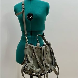 Alexander Wang Green Leather and Suede Handbag with Straps with Gold Hardware.